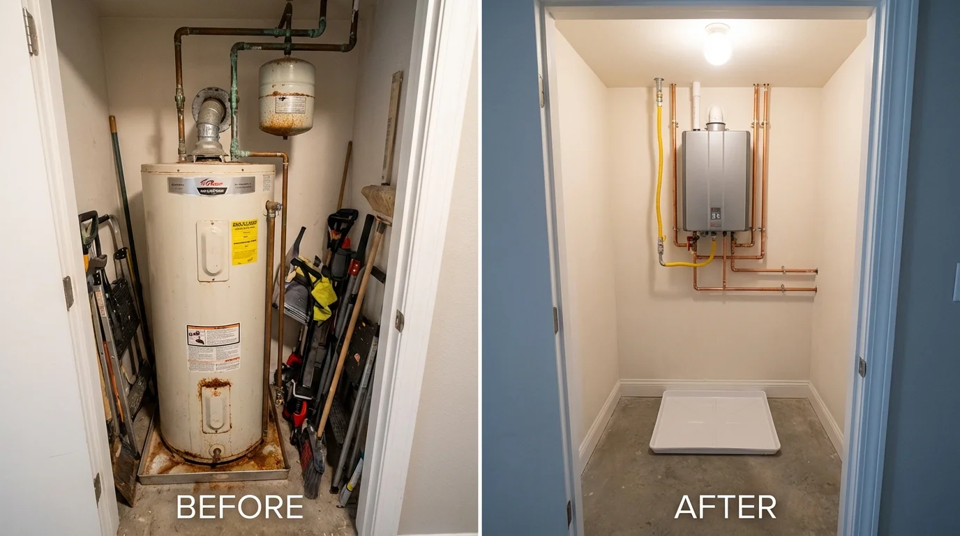 Tank water heater versus wall-mounted tankless unit comparison for Tualatin, OR homeowners