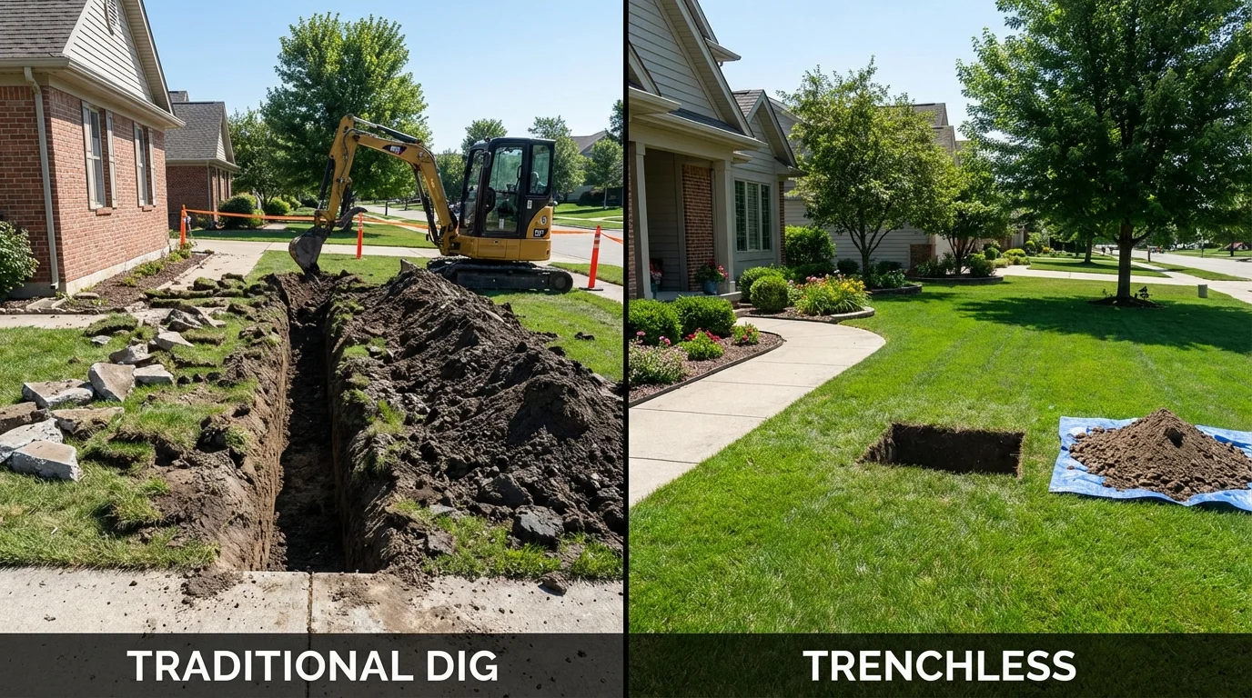 Trenchless sewer repair with minimal yard damage versus traditional excavation in Tualatin, OR